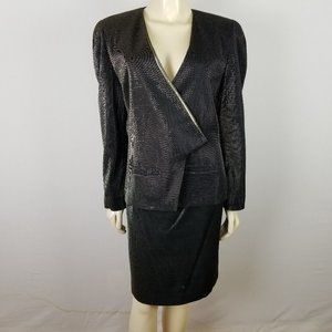 Krizia Vintage black metallic skirt‎ suit 6